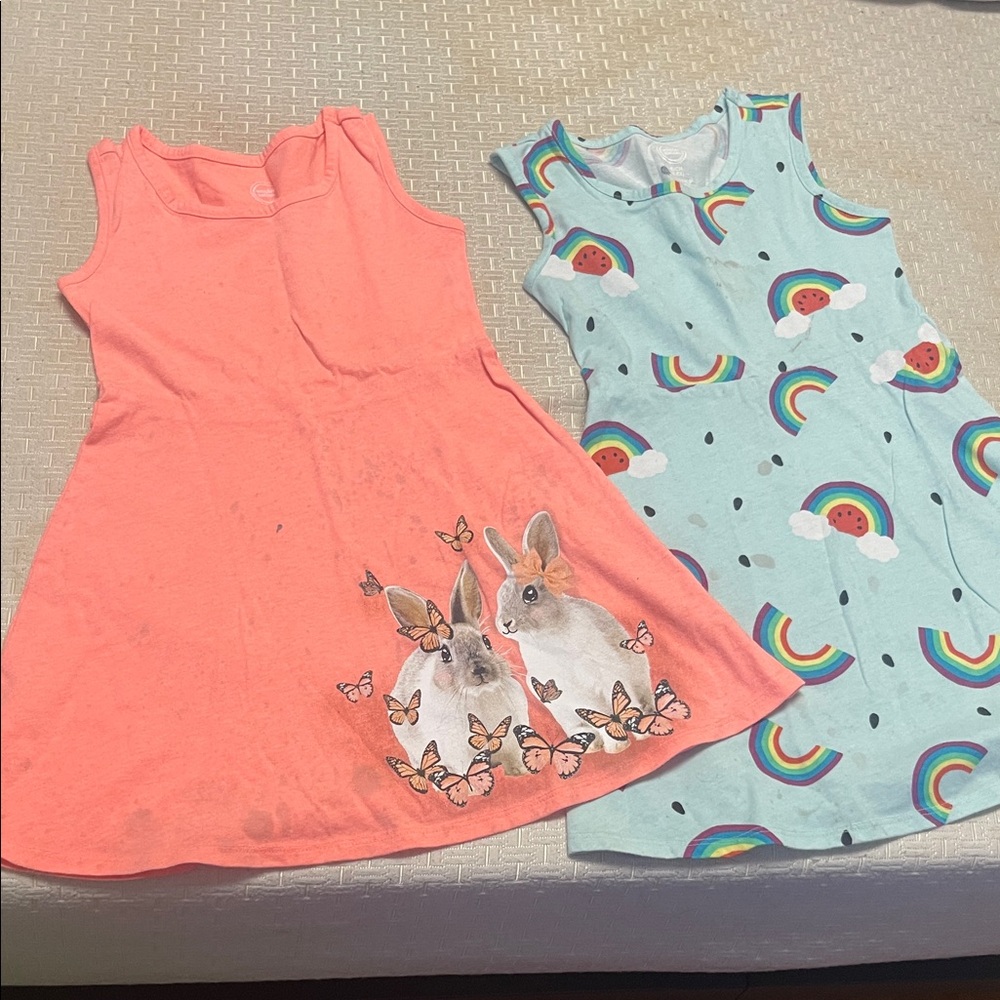 Adorable Kids Dresses Set - Coral and Mint